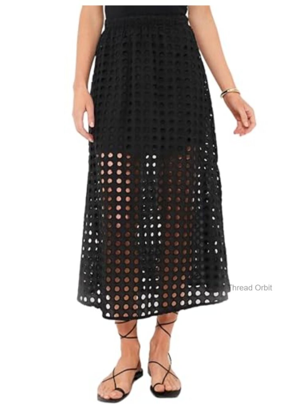Cotton Eyelet Long Maxi Skirt with Underneath - Summer Casual Beach